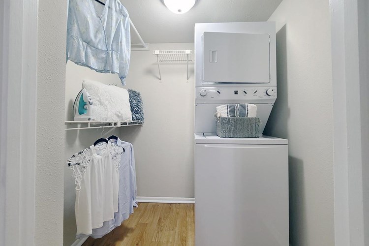 Our classic floor plans offer stackable washer and dryer for your convenience. 