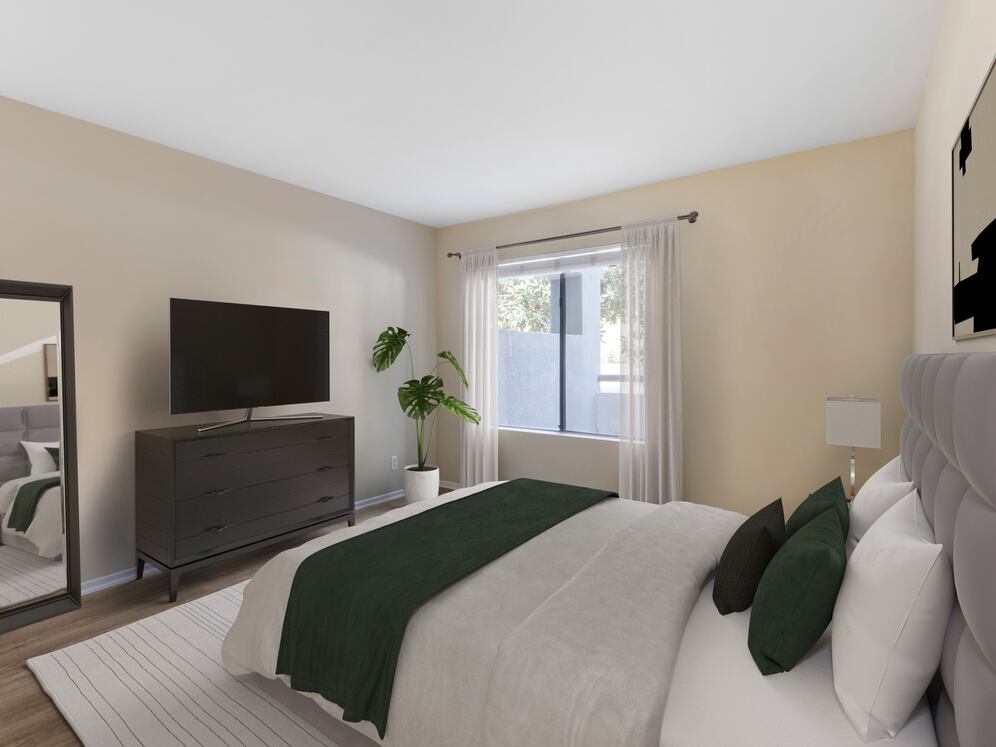 Renovated Package I bedroom with hard surface flooring