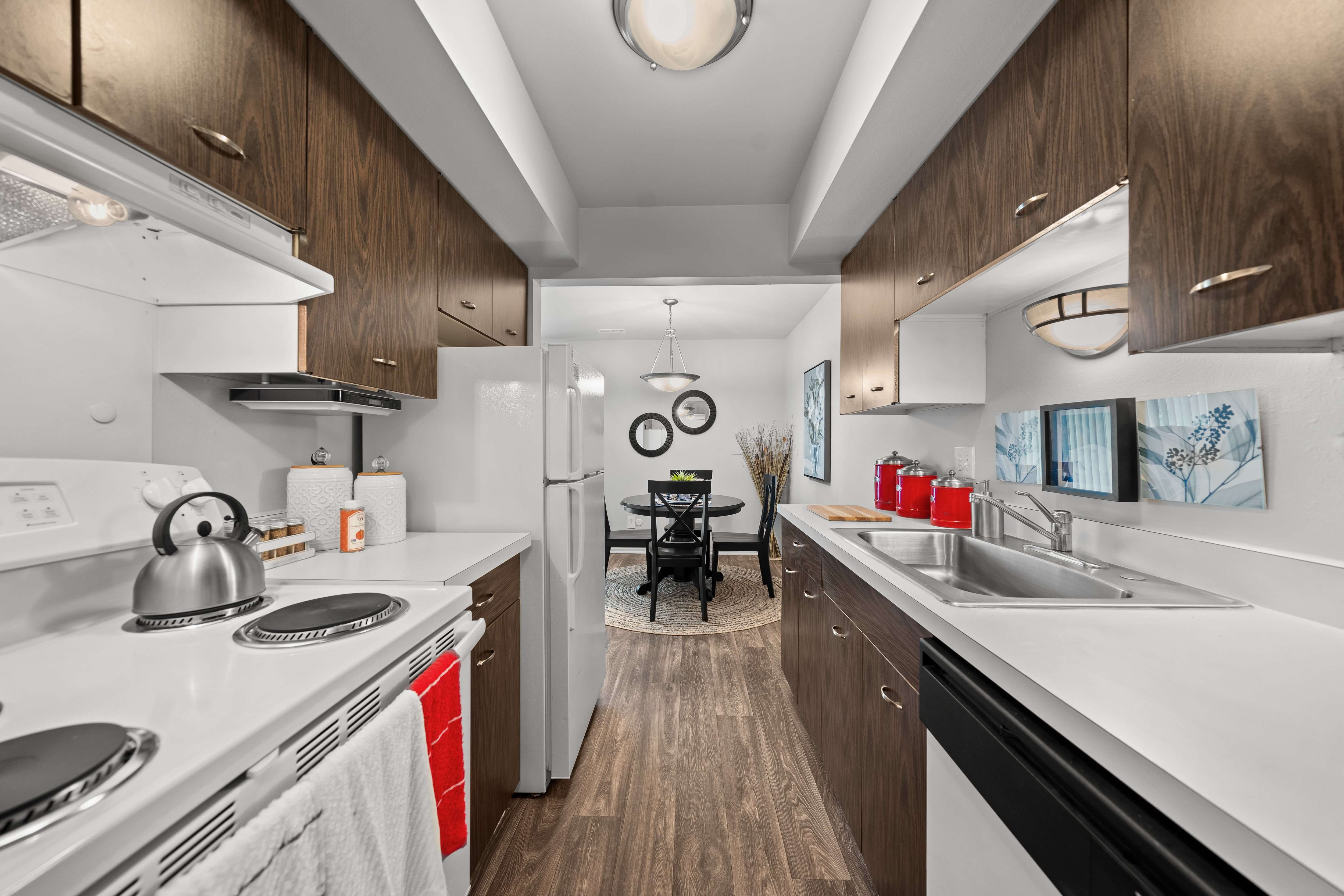 Modern and spacious kitchen at Knottingham Apartments in Clinton Township, MI.