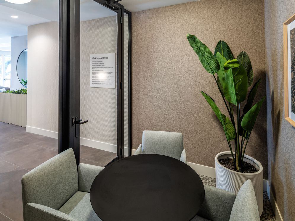 Resident lounge with private work pods