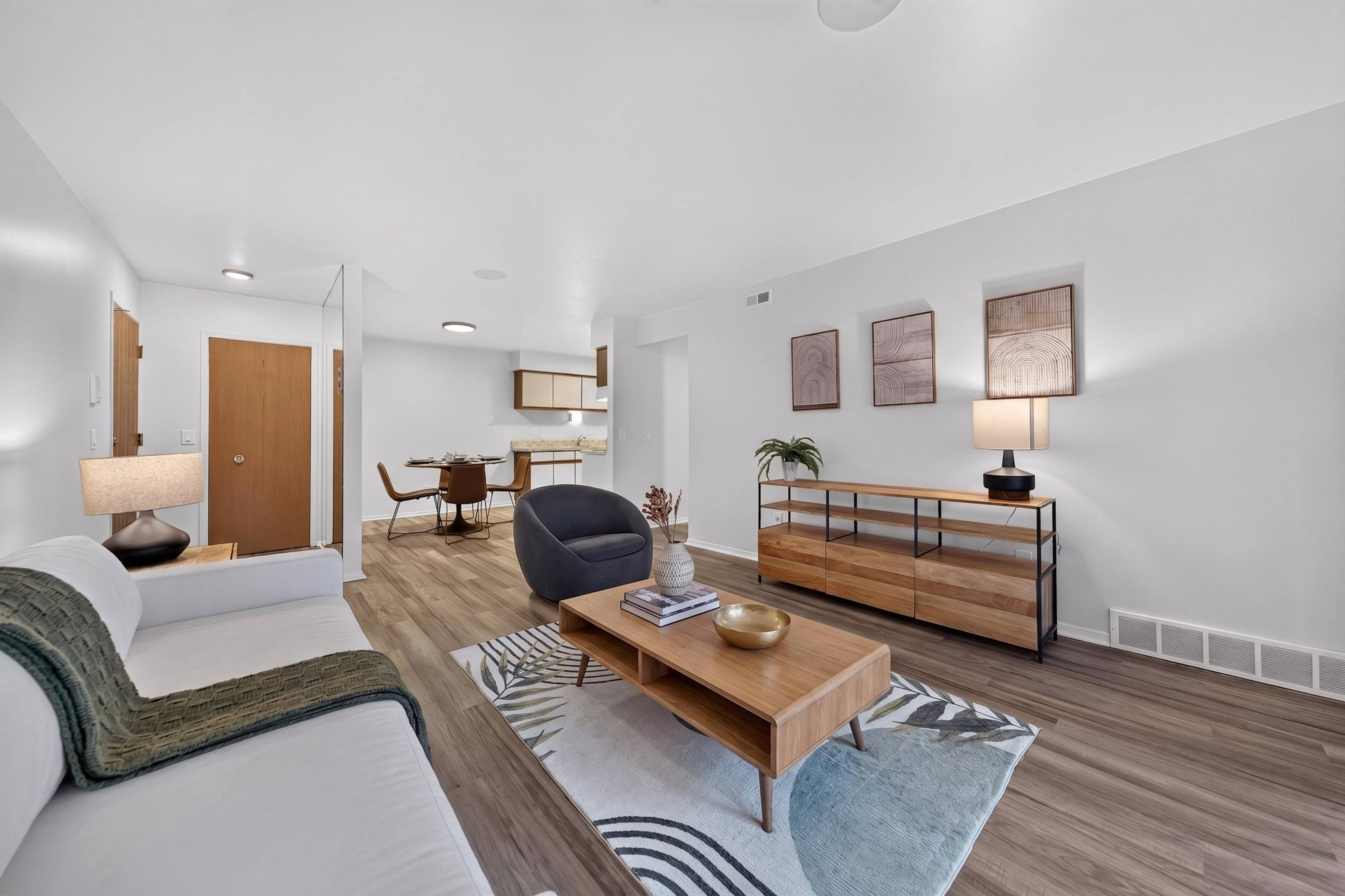 Spacious Living Room at Lakeside Village Apartments in Clinton Township, MI