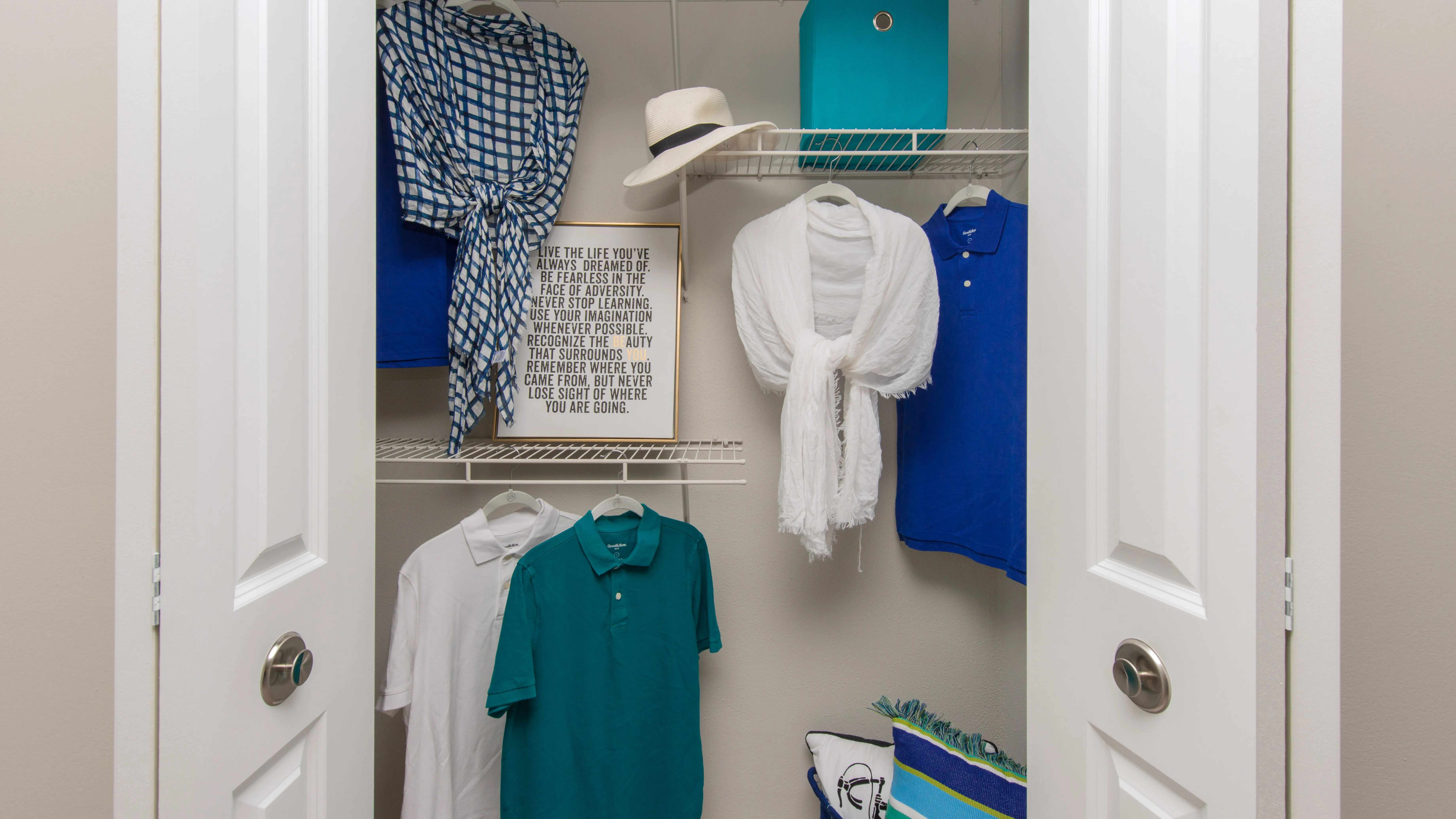 Stay organized with closets boasting built-in organizers for your maximized wardrobe convenience. 