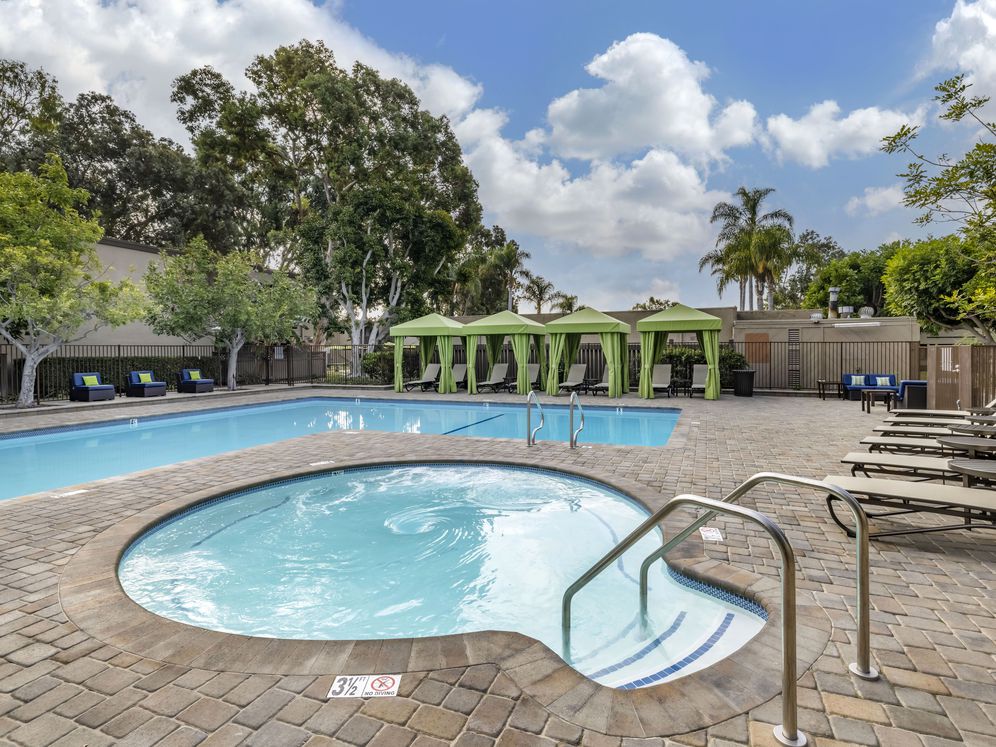 Swimming pool with spa and cabanas