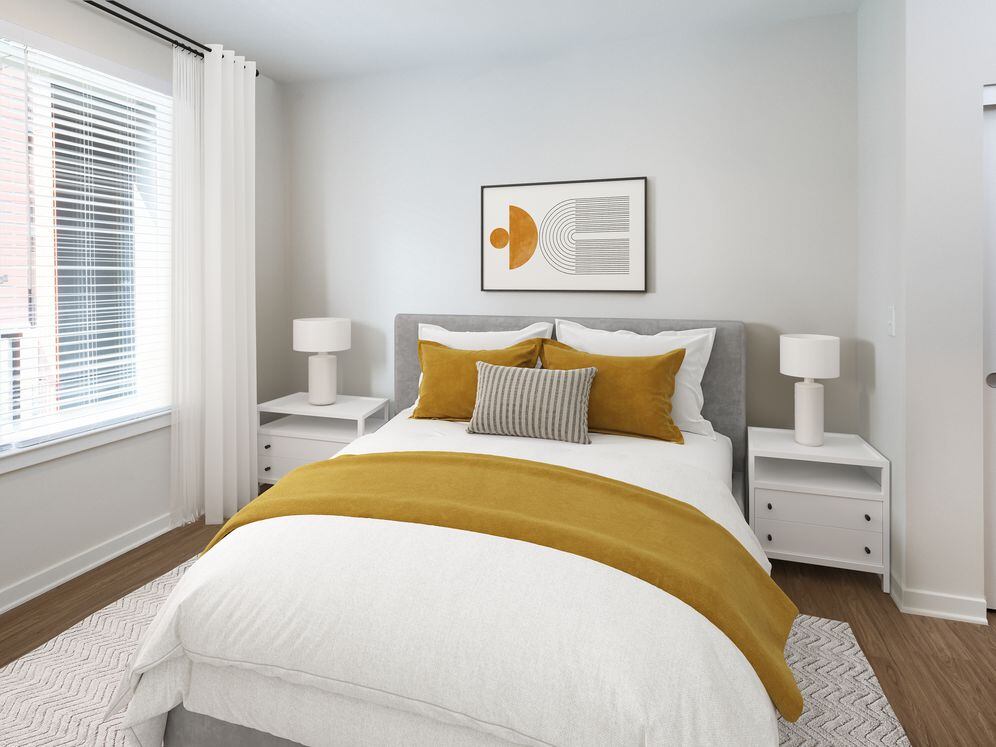 Bedroom with hard surface flooring