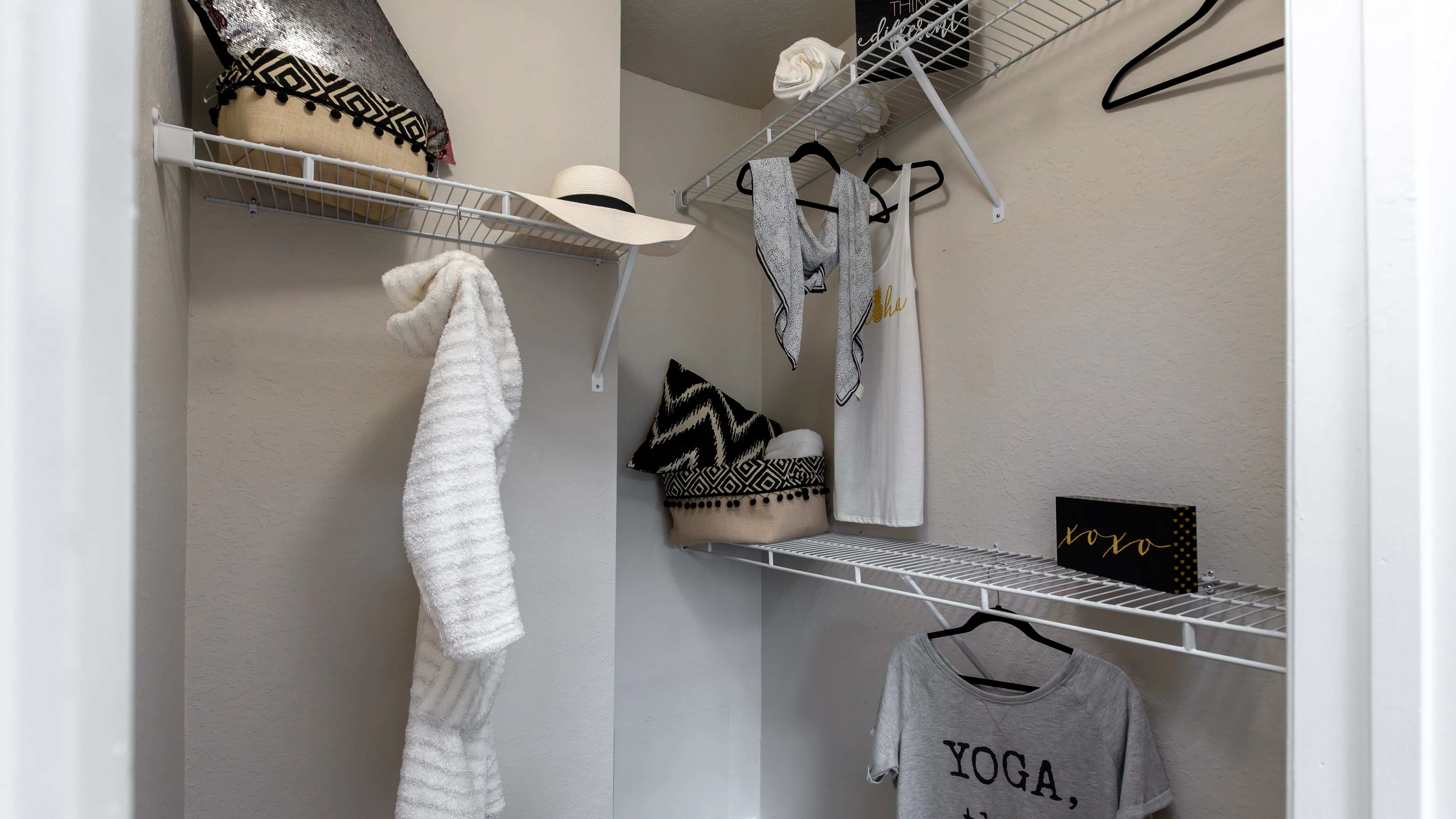 Unwind in tranquil bedrooms boasting spacious closets tailored for your storage needs.