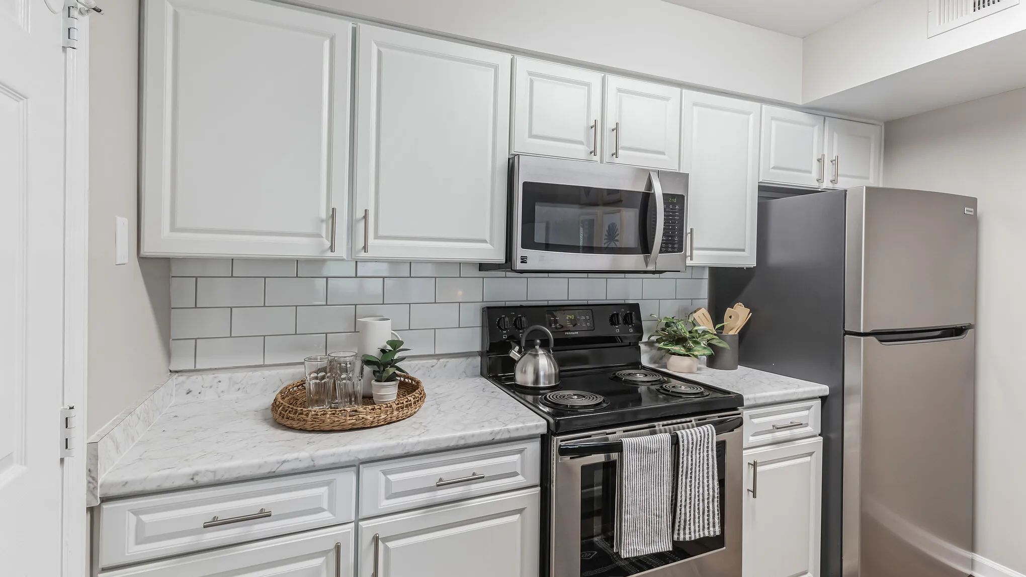 Revel in our kitchens featuring top-of-the-line stainless-steel appliances. Embrace the pristine appeal and culinary excellence in your new home. 