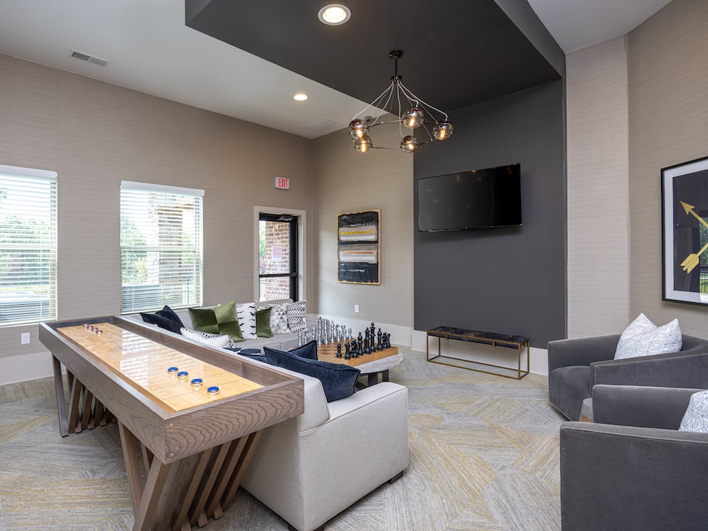 Lounge with shuffleboard