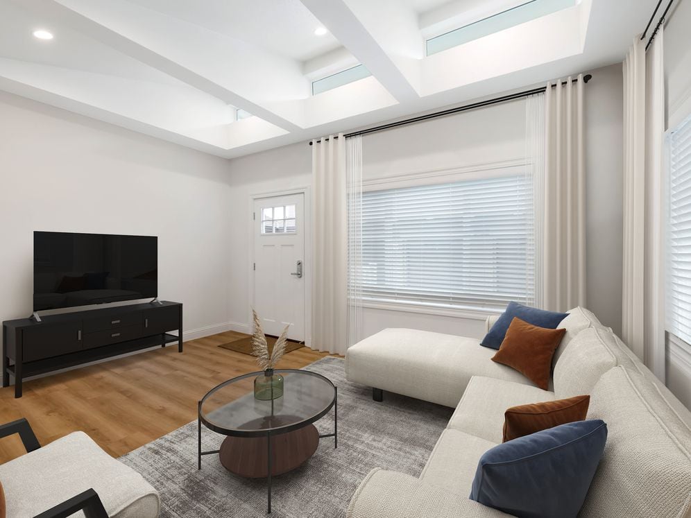 Freestanding Home living room with hard surface flooring