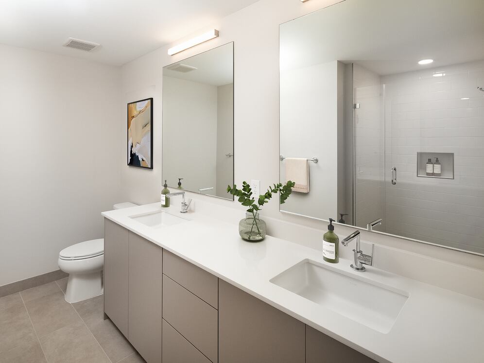 Upgrade Collection II Three-bedroom apartment primary bath with double-sink vanity