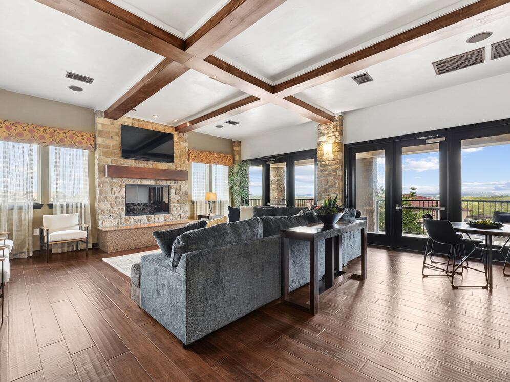 Resident lounge with fireplace
