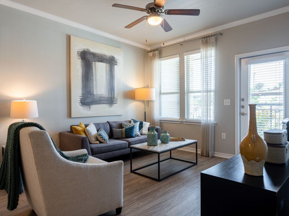 Living room with hard surface flooring