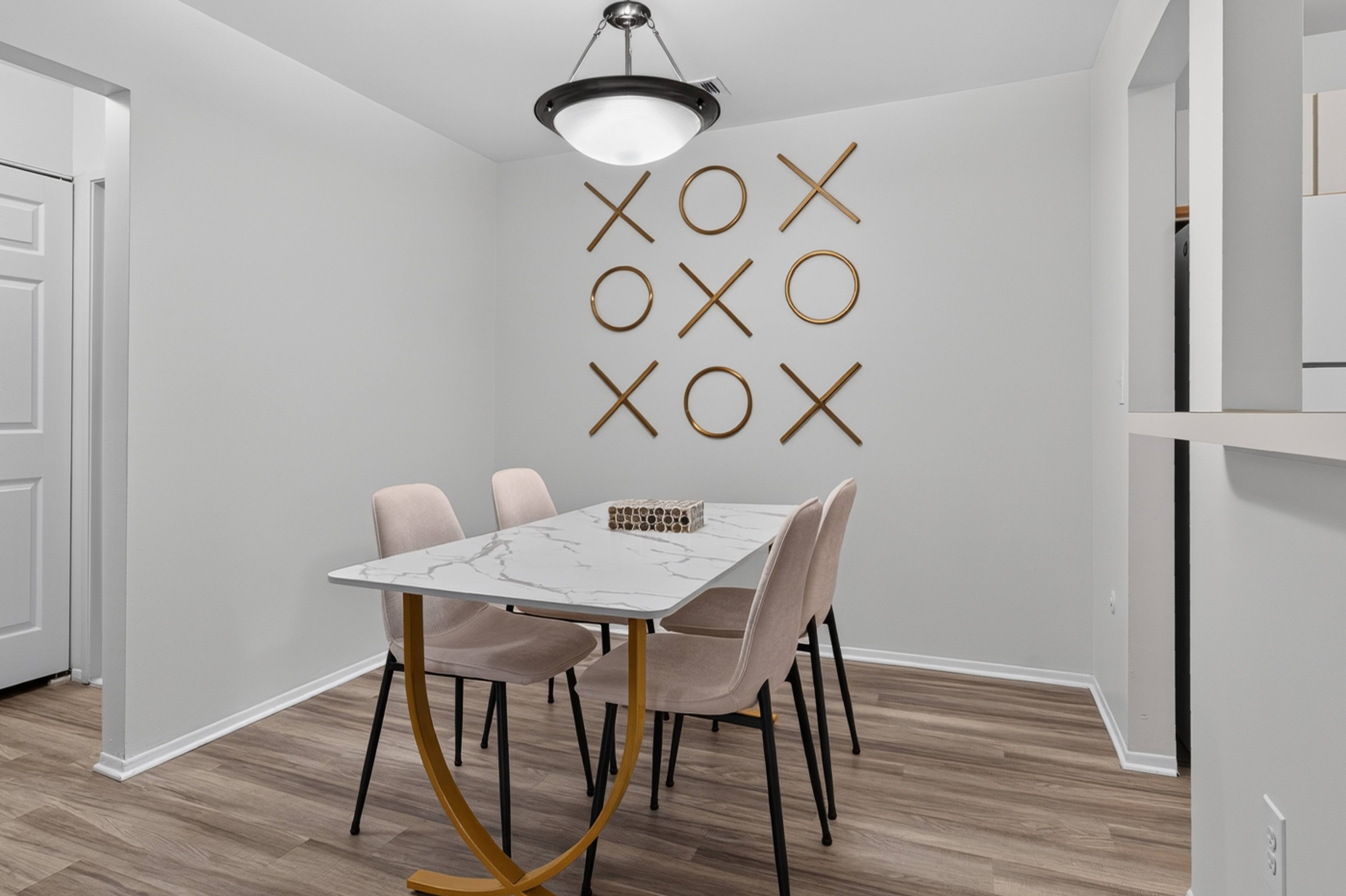 Modern dining room at Park Lane Apartments in Southfield, MI.