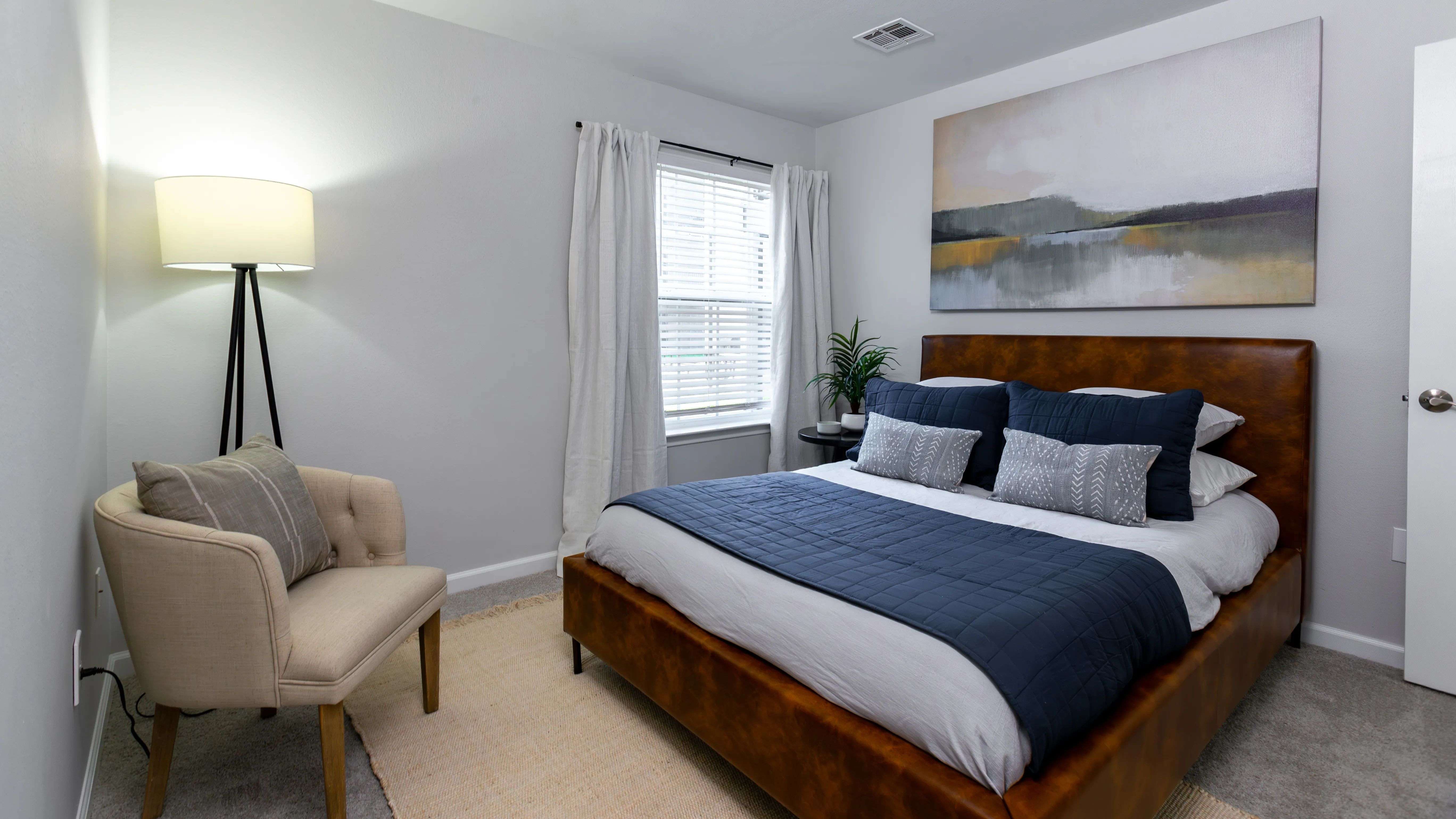 Indulge in bedroom luxury, featuring plush comforts and generous closets.