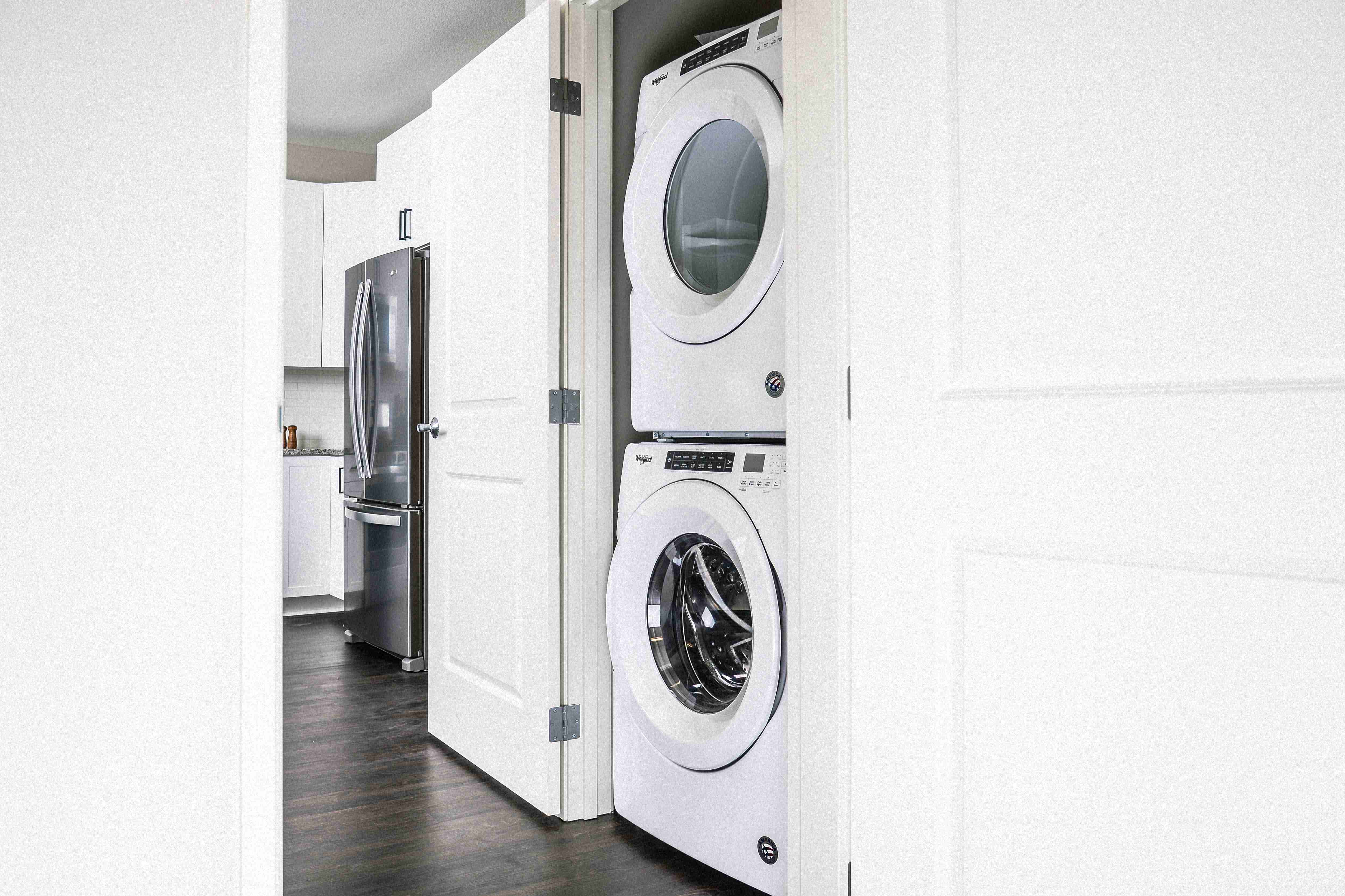 One-Bedroom Apartment Laundry and Kitchen
