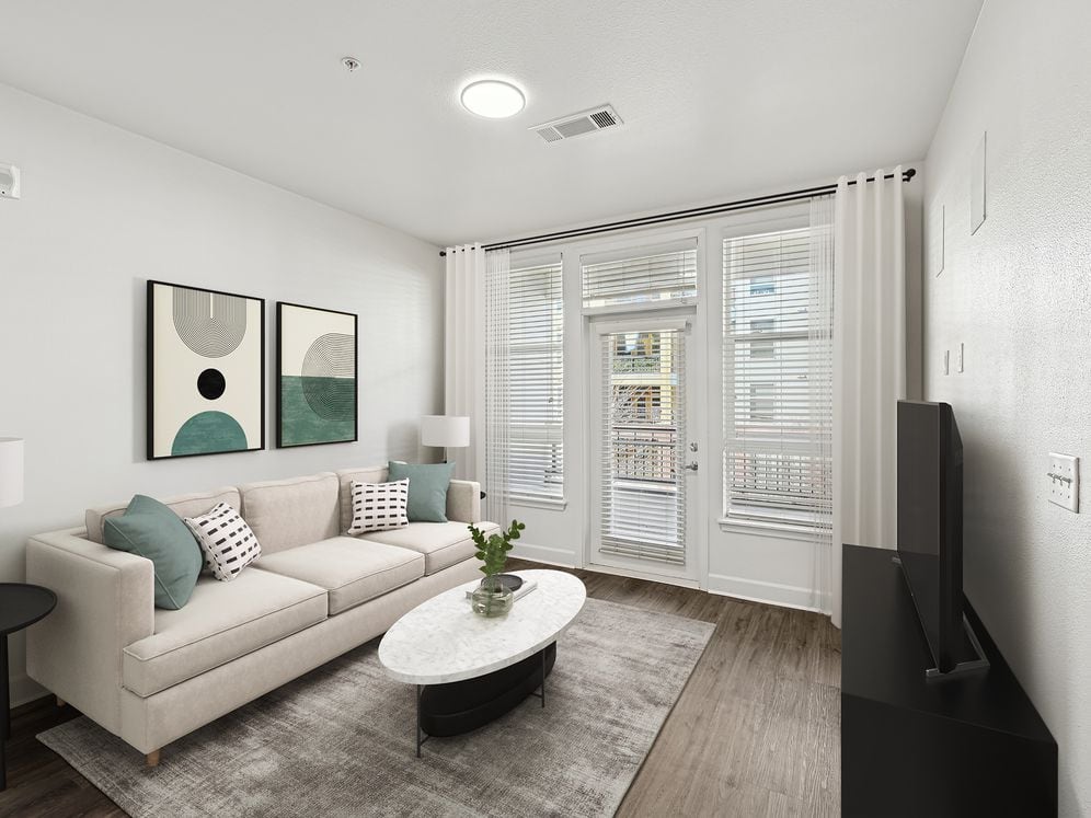 Living room with hard surface flooring