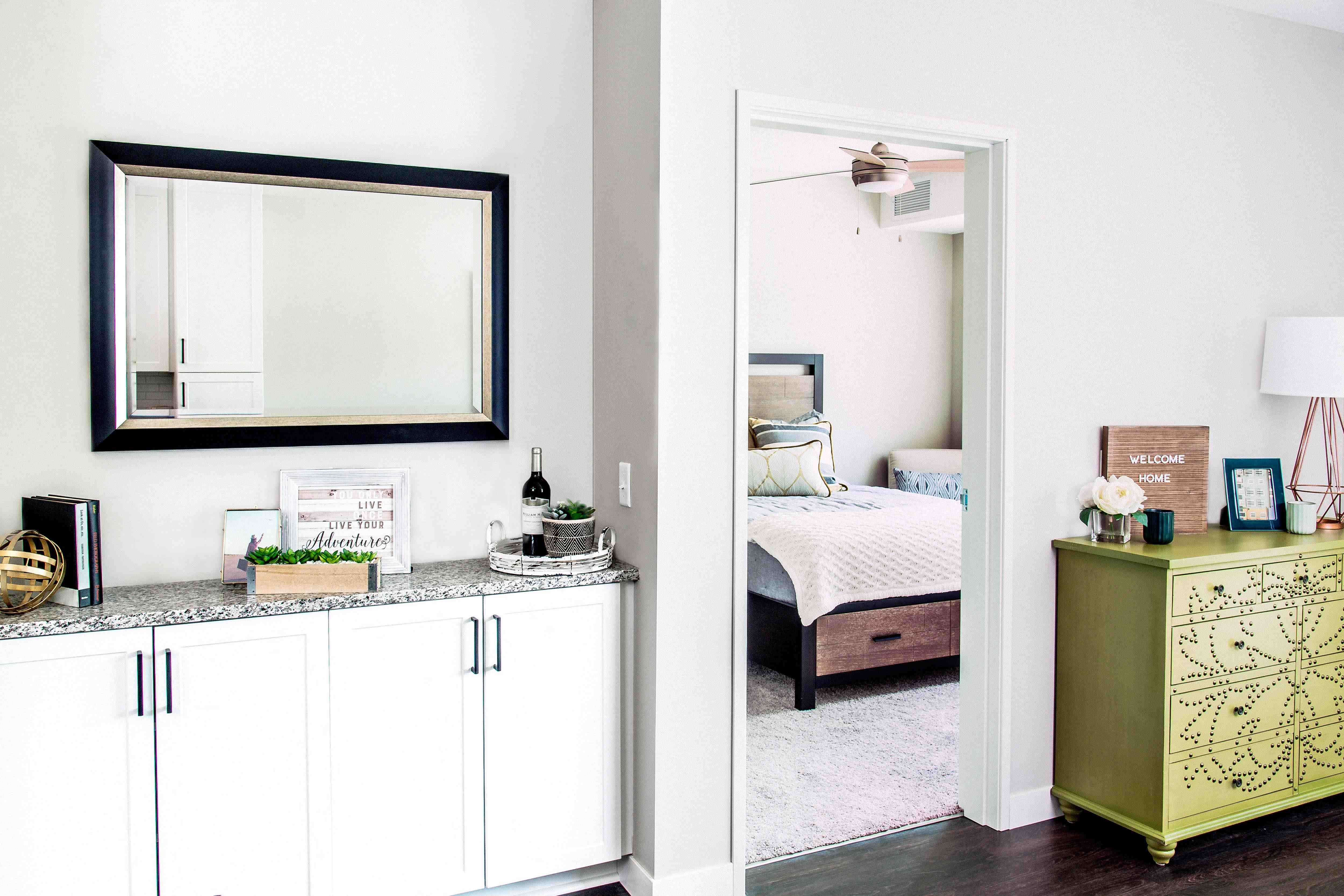 One-Bedroom Apartment Living Room and Sleeping Area