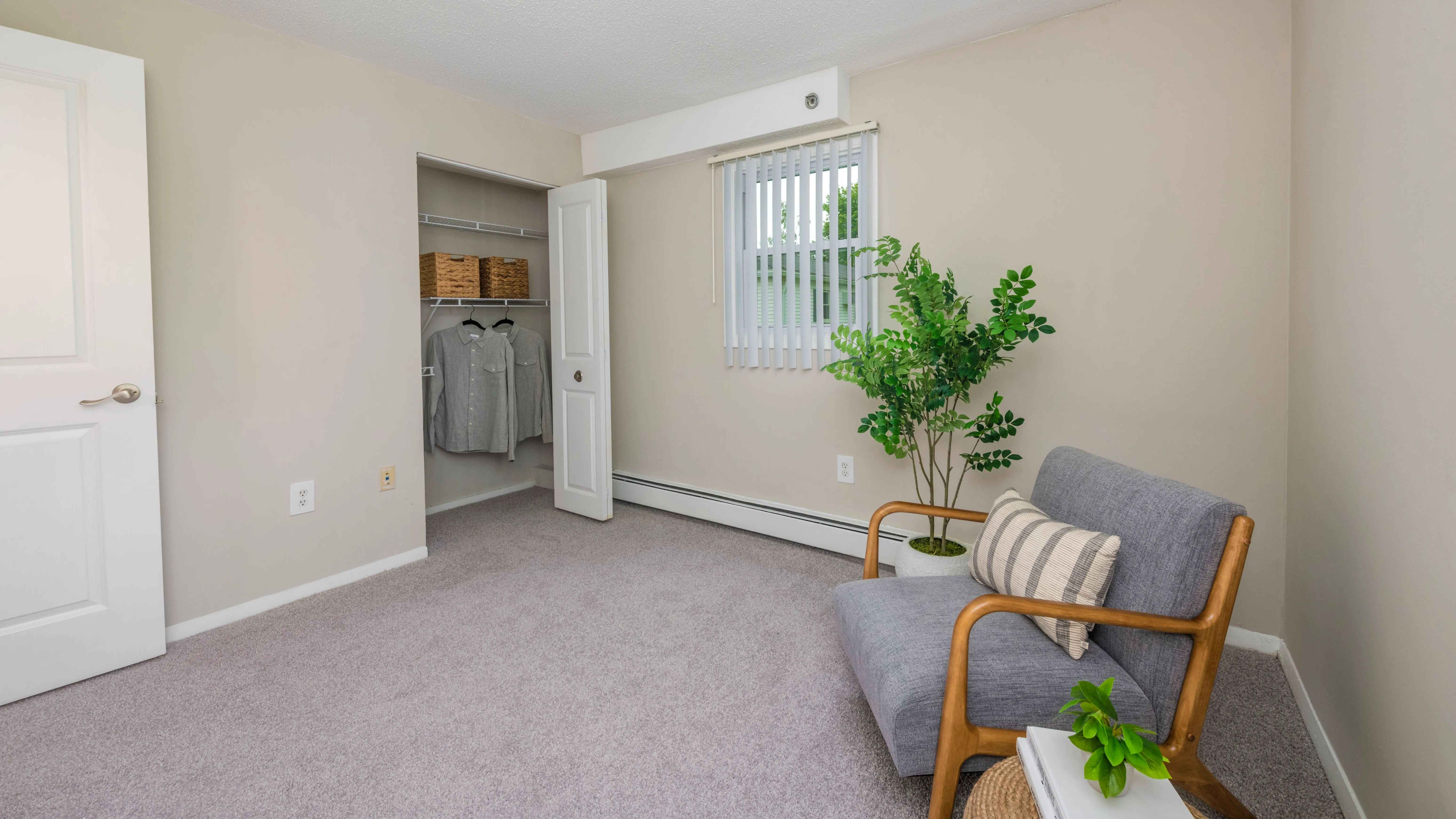 Experience bedroom perfection with spacious closets and built-in organizers, making college life a breeze.