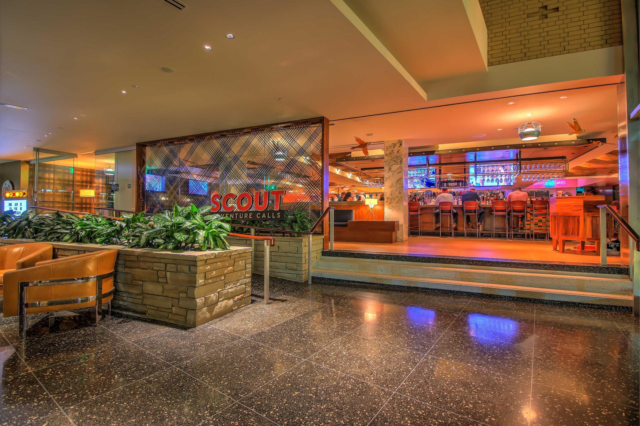 Scout: An urban oasis of fun and games, and food and drink! Unwind, or get wound up with some of Scout’s favorite pastimes, including bowling, pool and ping pong!